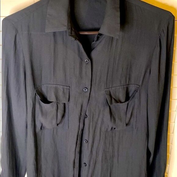 Pleione Semi Sheer Button Down Blouse - Picture 1 of 4